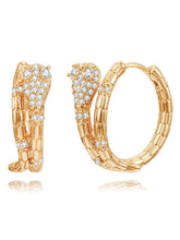 Peora Link Pattern Statement Hoop Earrings - Gold