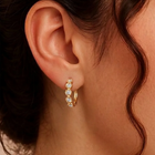 Peora Bezel Crystal Hoop Earrings - Gold