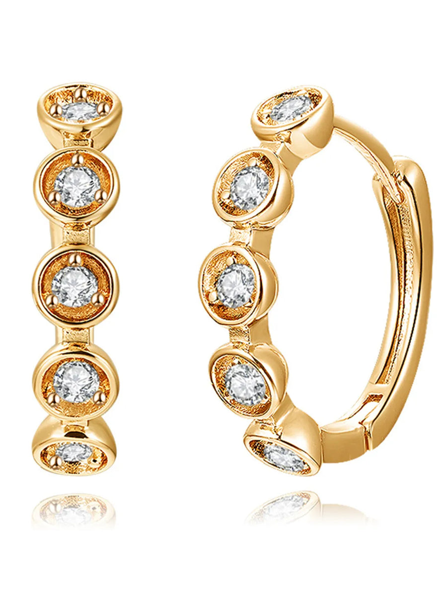 Peora Bezel Crystal Hoop Earrings - Gold