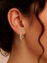 Peora Bezel Crystal Hoop Earrings - Gold