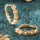 Peora Bezel Crystal Hoop Earrings - Gold