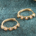 Peora Bezel Crystal Hoop Earrings - Gold