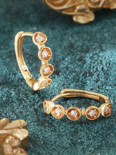 Peora Bezel Crystal Hoop Earrings - Gold