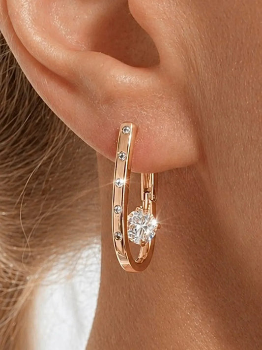 Peora Minimal Sparkle Hoop Earrings - Gold