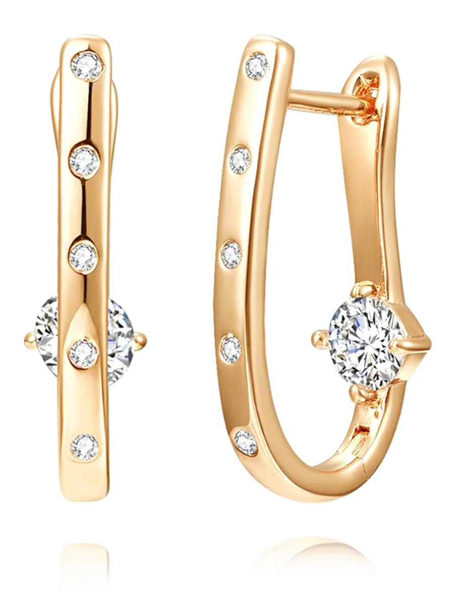 Peora Minimal Sparkle Hoop Earrings - Gold