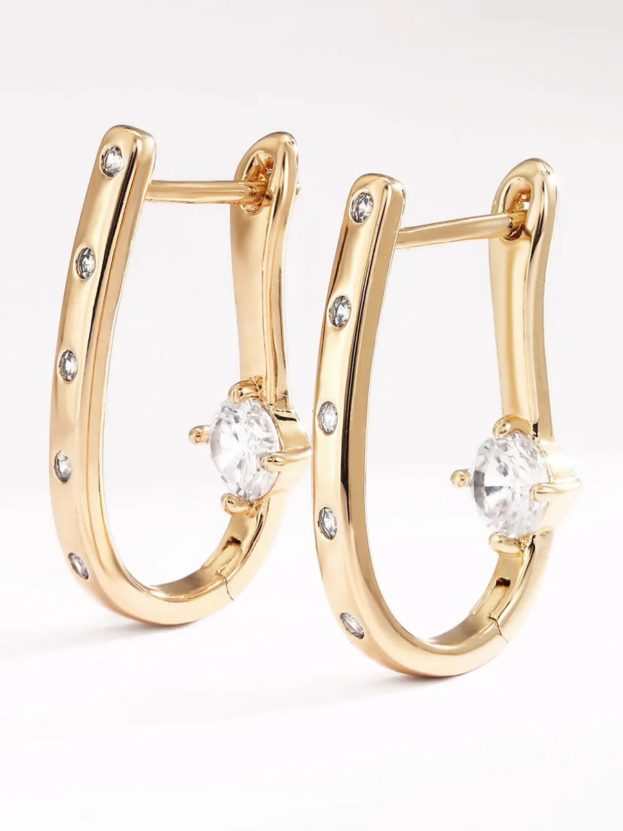Peora Minimal Sparkle Hoop Earrings - Gold