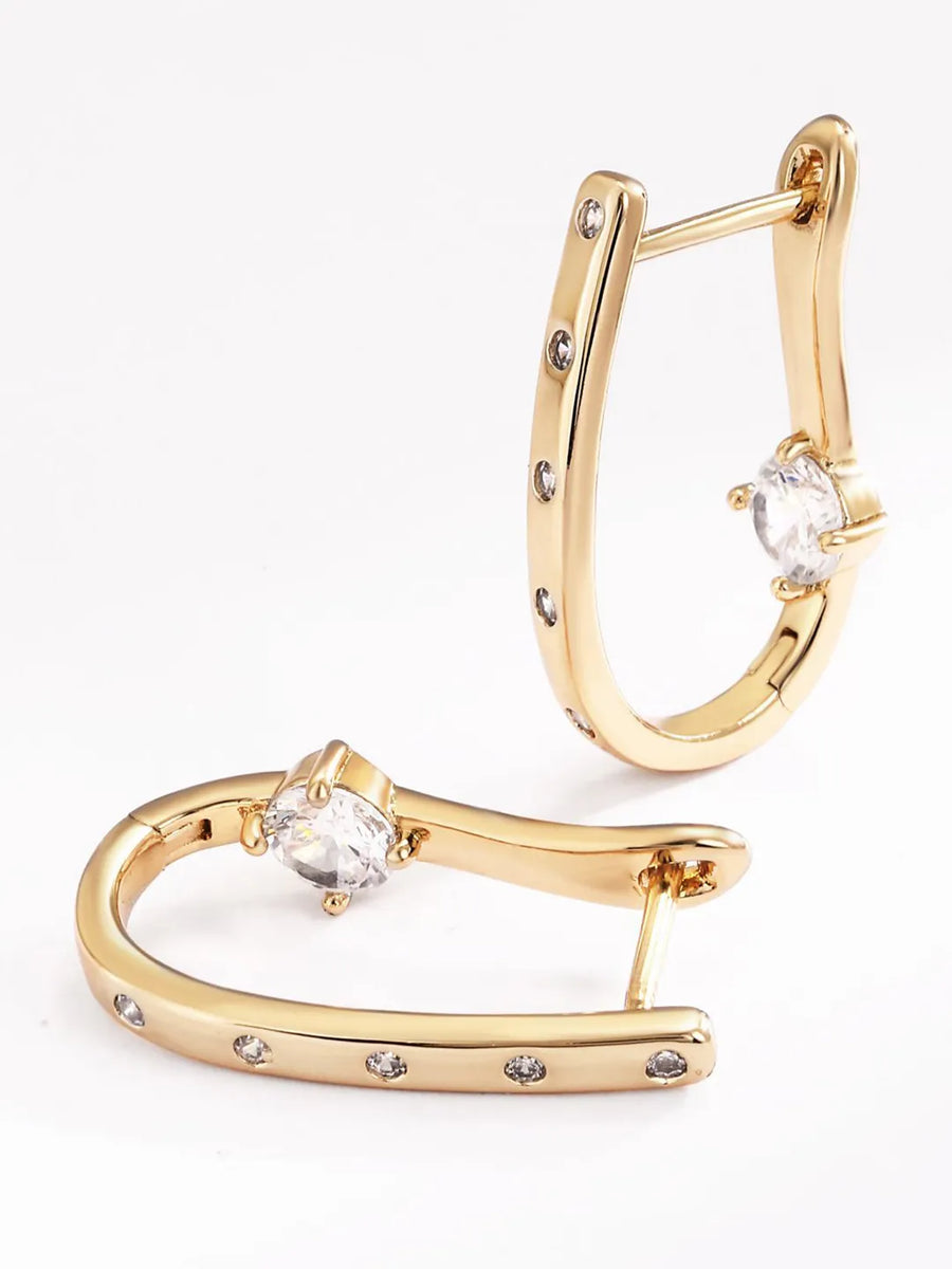 Peora Minimal Sparkle Hoop Earrings - Gold