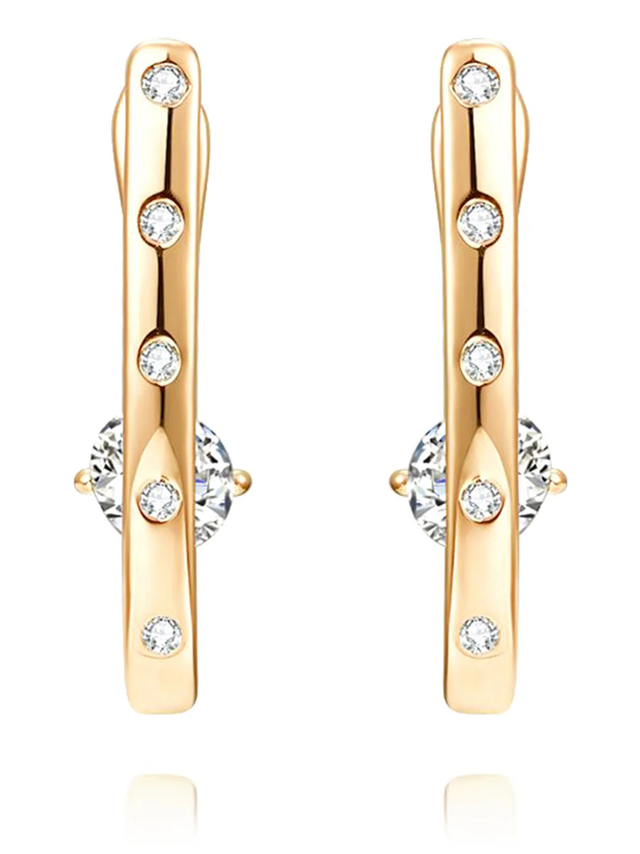 Peora Minimal Sparkle Hoop Earrings - Gold
