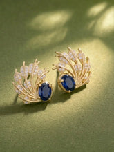 Peora CZ Shimmering Blue Stud Earrings - Gold