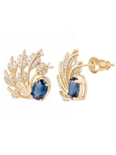 Peora CZ Shimmering Blue Stud Earrings - Gold