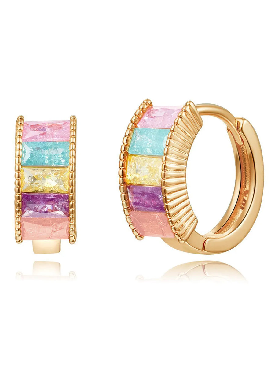 Peora Colour Pop Hoop Huggies Earrings - Gold