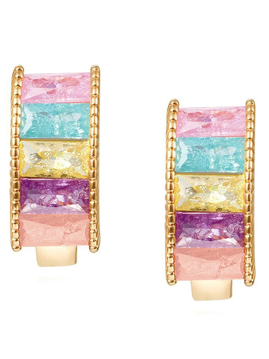 Peora Colour Pop Hoop Huggies Earrings - Gold