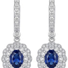 Peora Floral Halo CZ Blue Aura Earrings - Silver