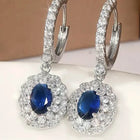 Peora Floral Halo CZ Blue Aura Earrings - Silver