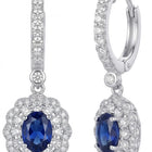 Peora Floral Halo CZ Blue Aura Earrings - Silver