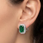 Peora Emrald Green Solitare Studs - Silver