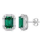 Peora Emrald Green Solitare Studs - Silver