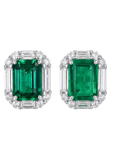 Peora Emrald Green Solitare Studs - Silver