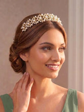 Peora Pearl & CZ Luxe Leaf Hair Band - Gold