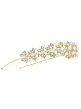 Peora Pearl & CZ Luxe Leaf Hair Band - Gold