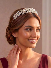 Peora Pearl & CZ Luxe Leaf Hair Band - Silver