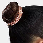 Pearl Embellished Luxe Hair Scrunchie - Rose Gold