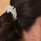 Pearl Embellished Luxe Hair Scrunchie - White