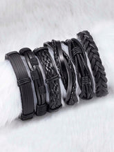 Modern Stack Black Leather Bracelets