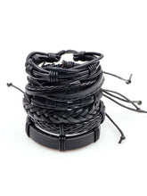 Modern Stack Black Leather Bracelets