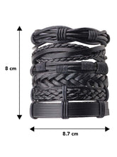 Modern Stack Black Leather Bracelets