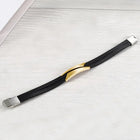 Men’s Black Leather Gold Accent Bracelet