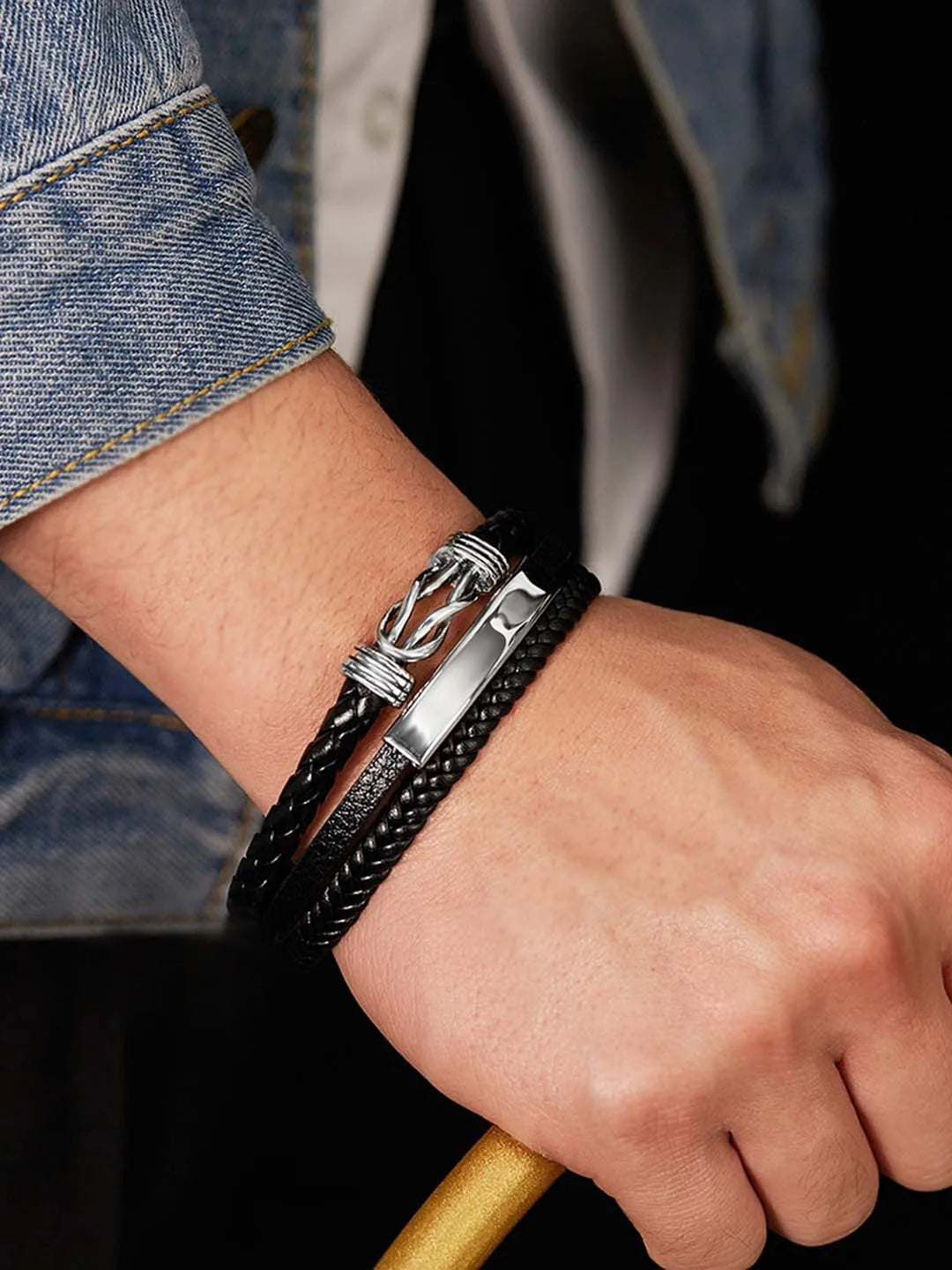Trendy Accent Leather Strap Bracelet