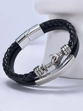 Sleek Silver-Plated Leather Bracelet