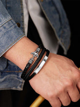 Sleek Silver-Plated Leather Bracelet