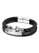 Sleek Silver-Plated Leather Bracelet