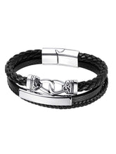 Classic Silver-Plated Leather Bracelet