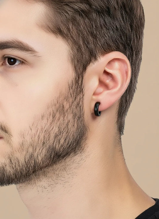 Bold Basics Classic Black Hoop Huggies