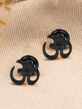 Contemporary OM Shape Stud Earrings - Black