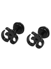 Contemporary OM Shape Stud Earrings - Black