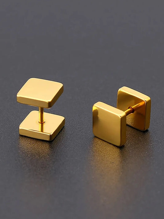 Bold Square Design Stud Earrings