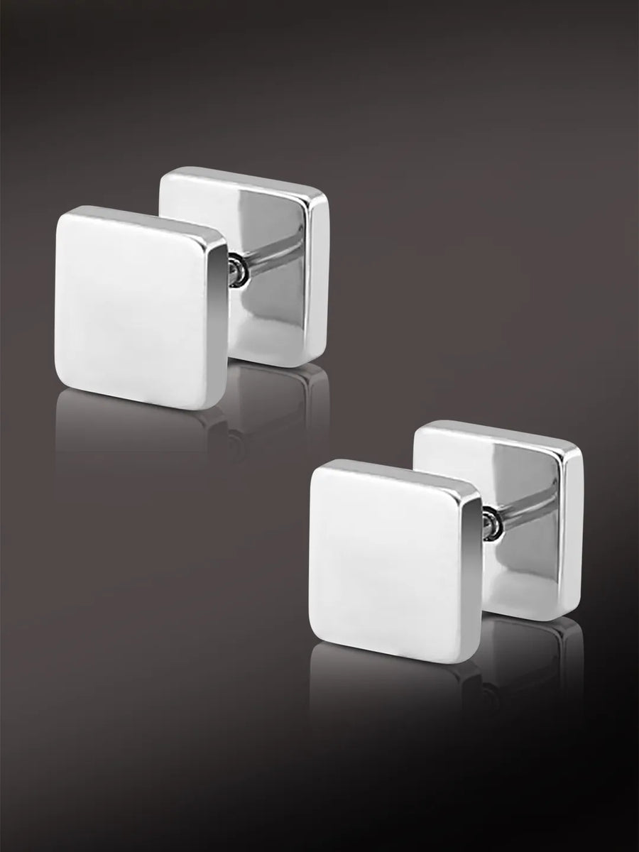 Bold Square Design Stud Earrings