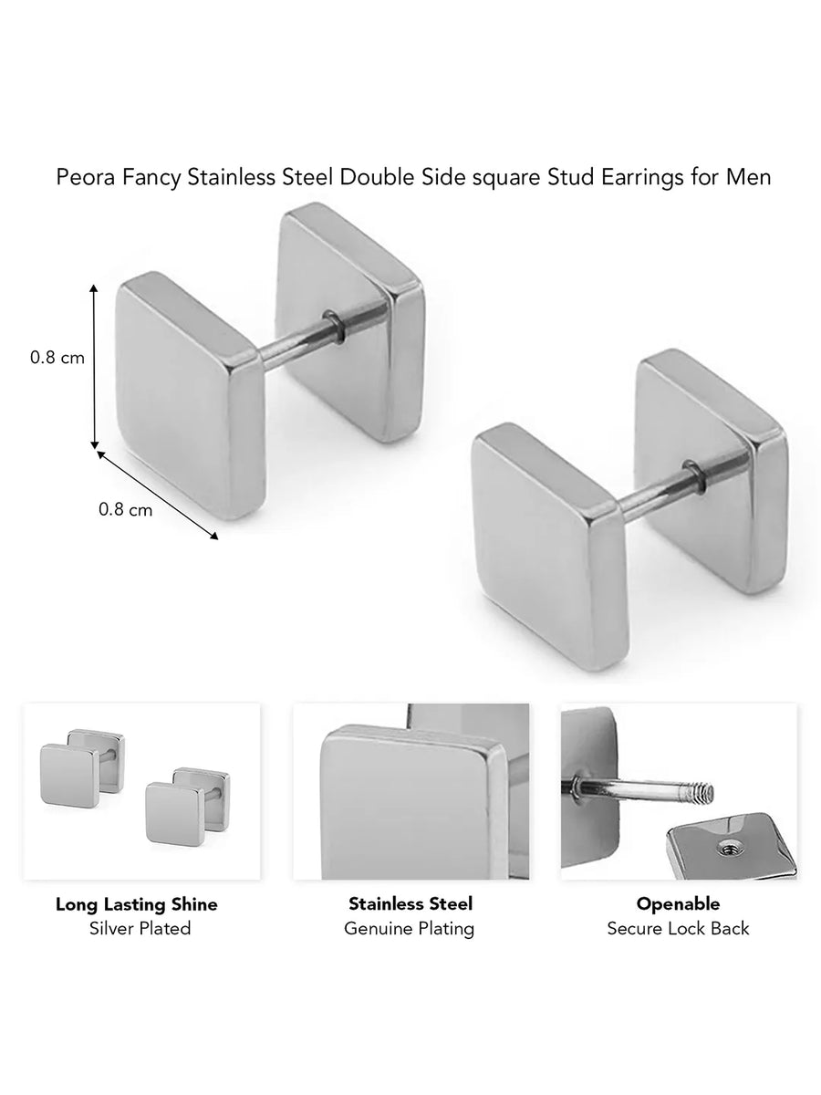 Bold Square Design Stud Earrings