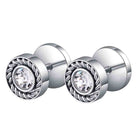 Men’s Classic Rope Edge CZ Studs. Pair of silver earrings Rope design on edge with gemstones for men. 
