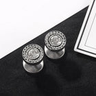 Men’s Classic Rope Edge CZ Studs. Pair of silver earrings Rope design on edge with gemstones for men. 