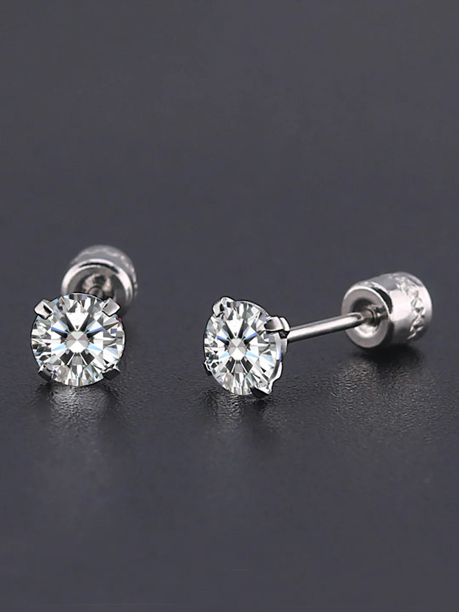 Rhodium Plated Men's CZ Statement Earrings