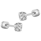 Rhodium Plated Men's CZ Statement Earrings