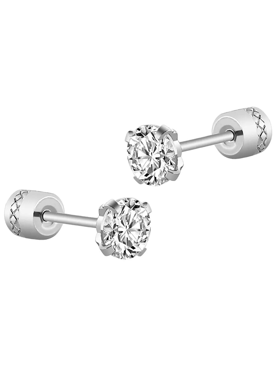 Rhodium Plated Men's CZ Statement Earrings