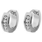 Rhodium Plated Men's CZ Floral Earrings