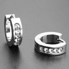 Rhodium Plated Men's CZ Floral Earrings
