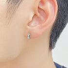 Rhodium Plated Men's CZ Floral Earrings